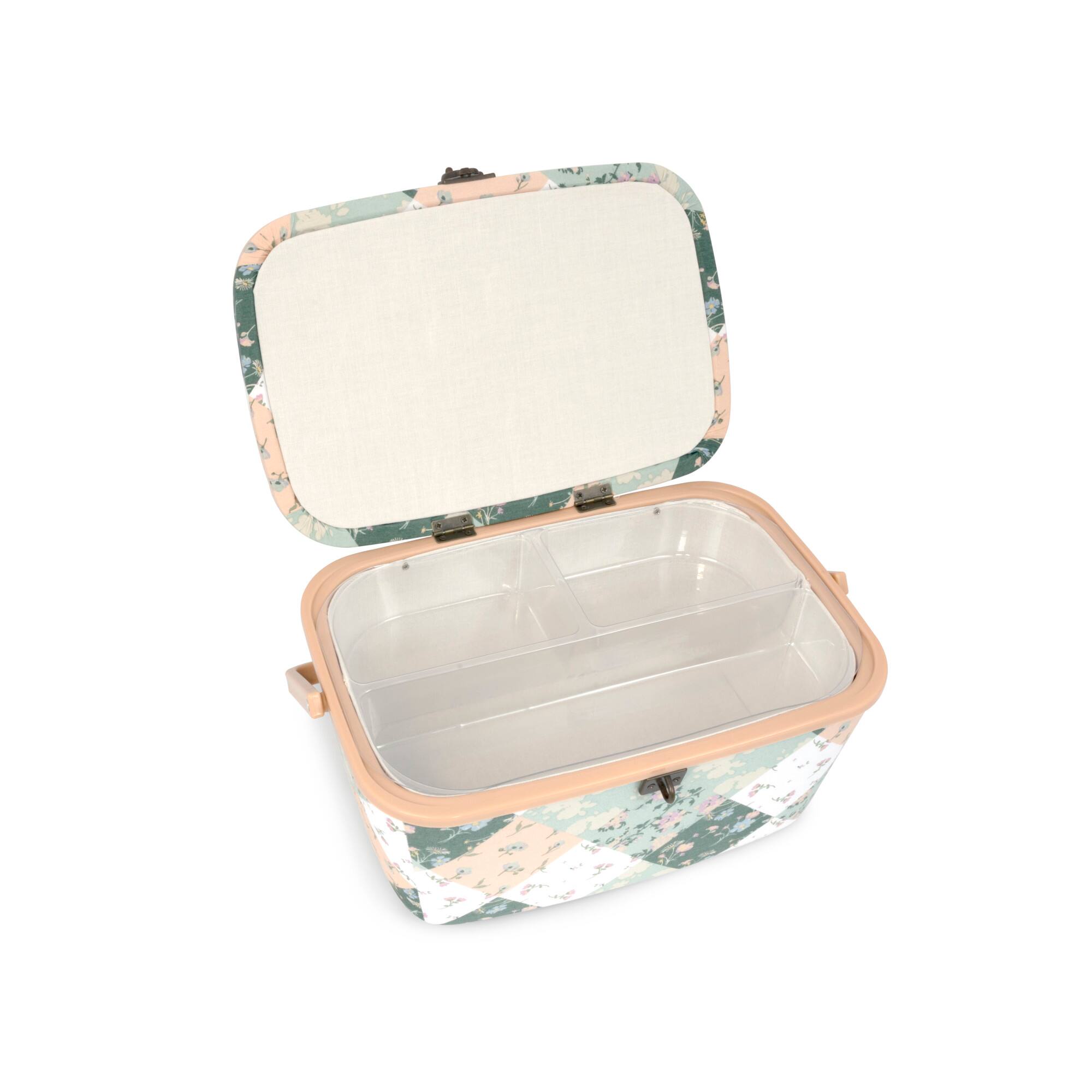 Green Patchwork Dritz Large Oval Sewing Basket